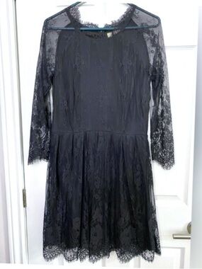 NWOT - Wyatt Black Fit & Flare Lace Dress w/ 3/4 Sleeves